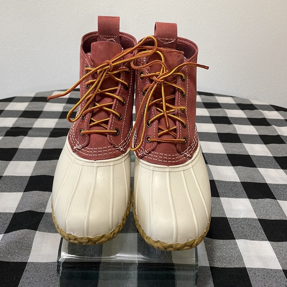 L.L. Bean Shoes Ll Bean Womens Duck Boots Rain 9m Redwhite Usa Made
